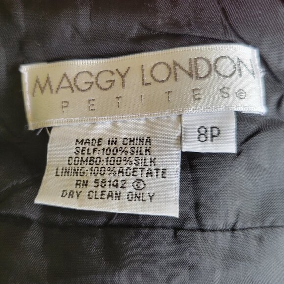 NWT MAGGY LONDON Black Red Silk Charmeuse Dress 8P - Picture 4 of 4